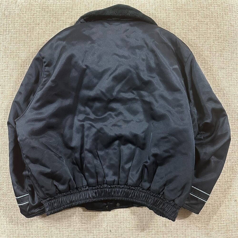 Vintage Police Coat‎ Bomber Uniform Jacket Fur Collar Security Safety Halloween - Picture 4 of 5